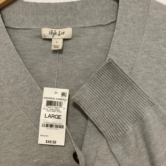 STYLE & CO Cropped Button gray Cardigan size varius casual NWT - Picture 8 of 9